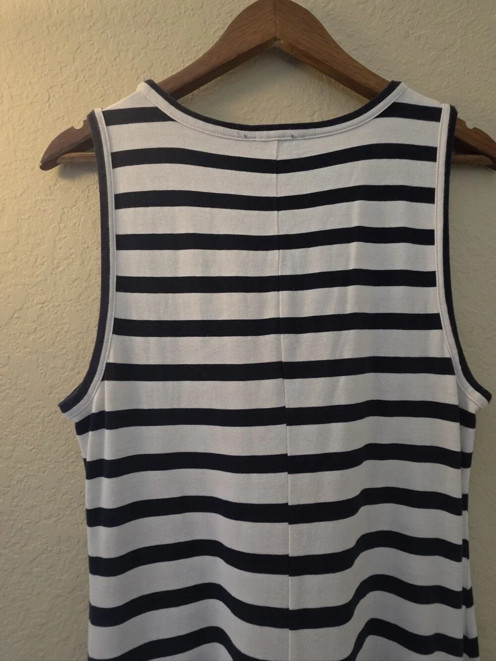 J.‎ Crew Maxi Tank Dress Womens Medium Black White Stripe High Low Hem Nautical